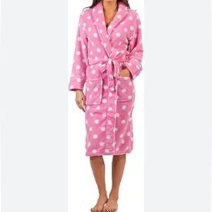 ⭐️KENJI: BarbieCon Y2K Polyester Pink w White Polka Dot Knee Length Robe-Sz L